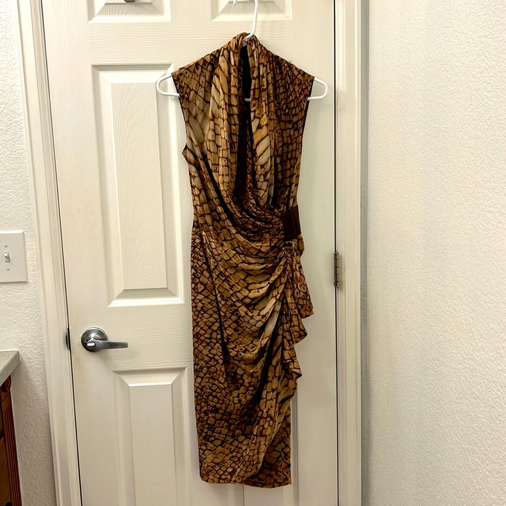 All Saints Cancity 100% Silk Ruched Wrap Dress